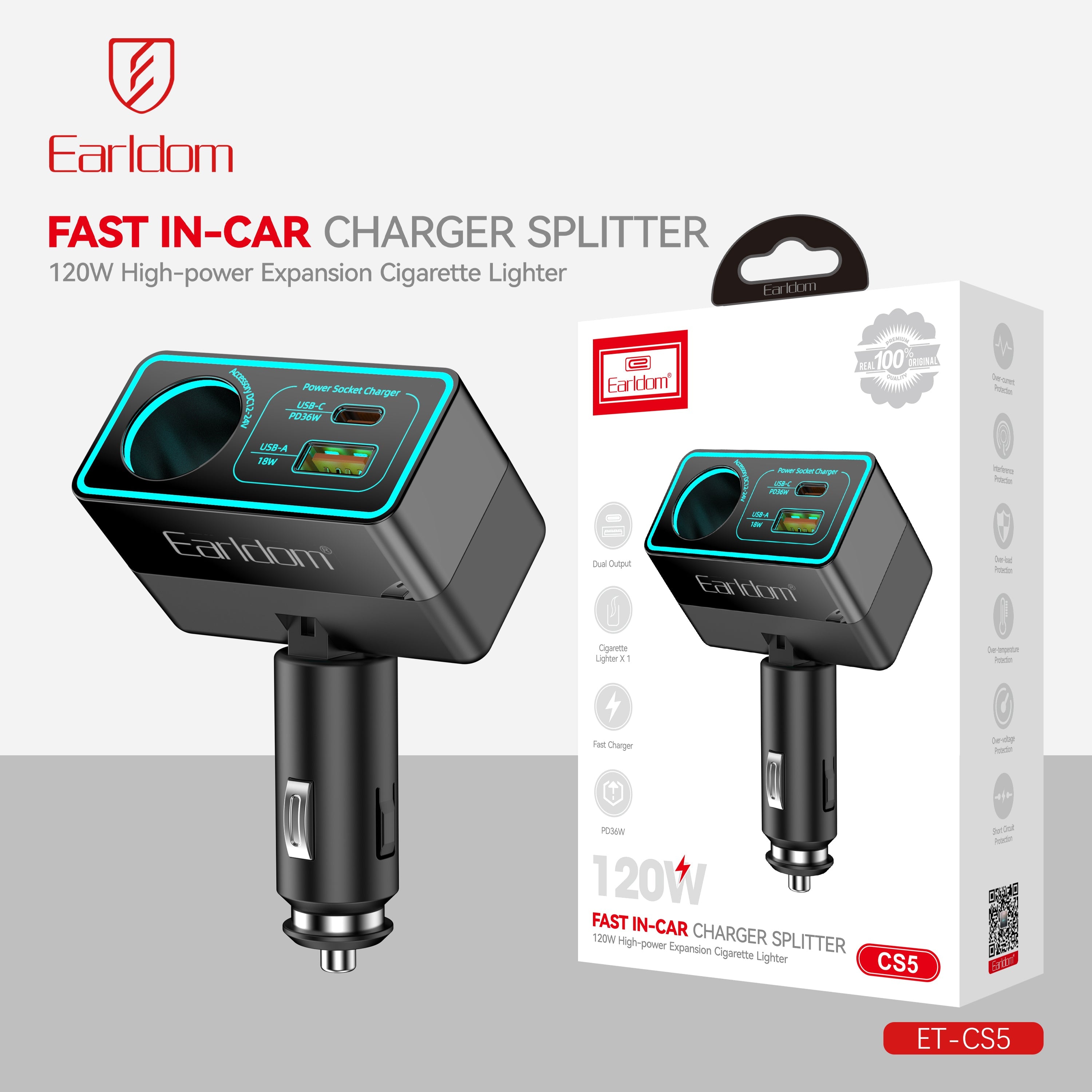 120W USB+PD 36W 1 socket Extended cigarette lighter 120W USB+PD 36W 1 socket Extended cigarette lighter